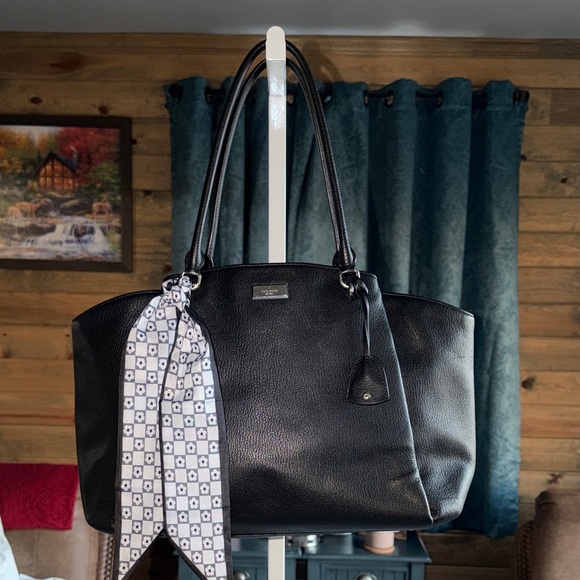 kate spade Handbags - Kate Spade Black Tote with Patterned Scarf